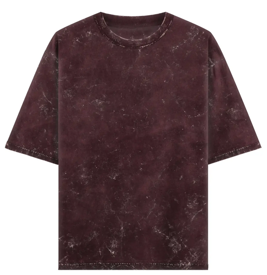 Acid Wash Oversized T - Shirt - Maroon