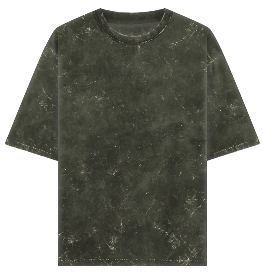 Acid Wash Oversized T - Shirt - Olive Green