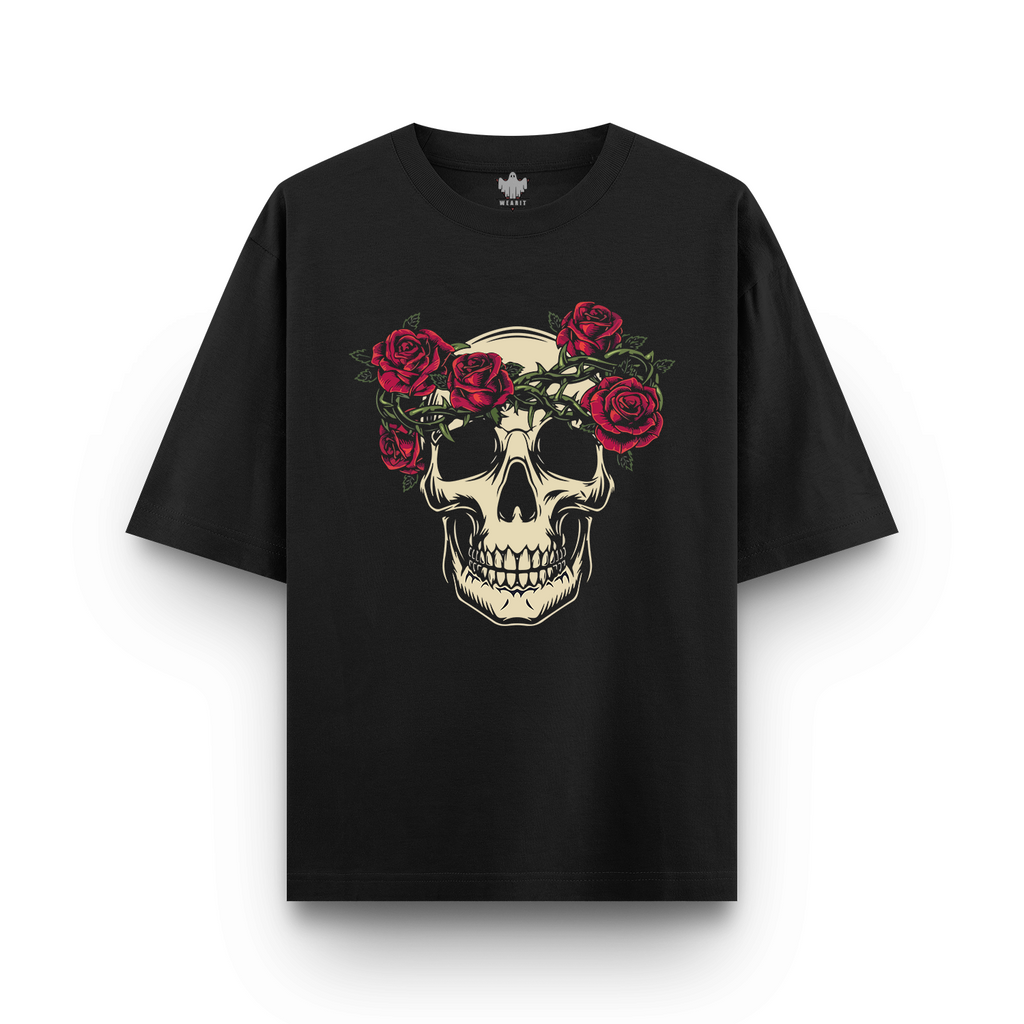 Rose Skull - Oversized T - Shirt