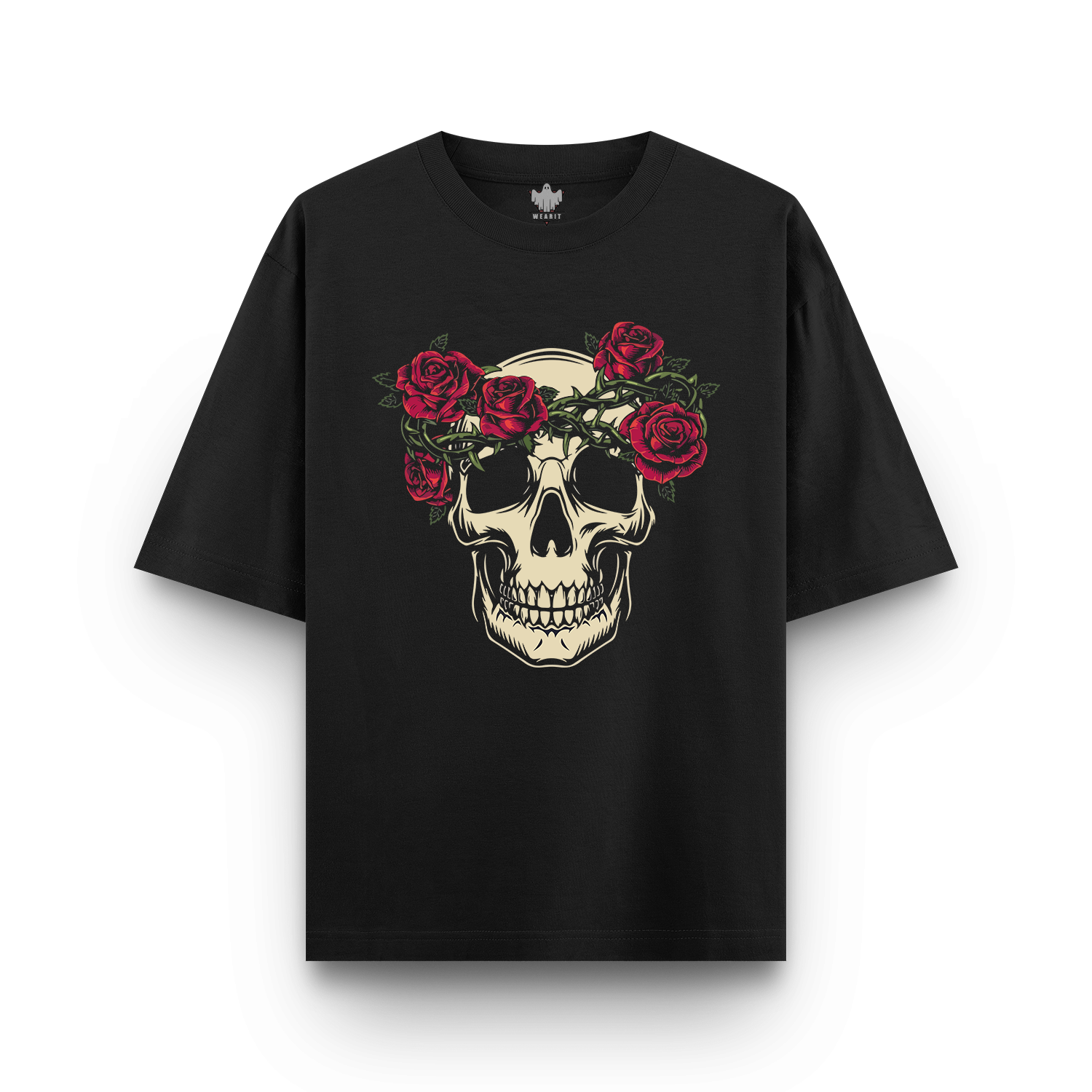 Rose Skull - Oversized T - Shirt