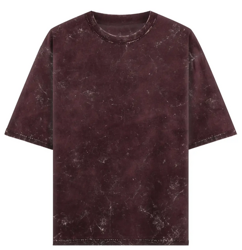 Acid Wash Oversized T - Shirt - Maroon