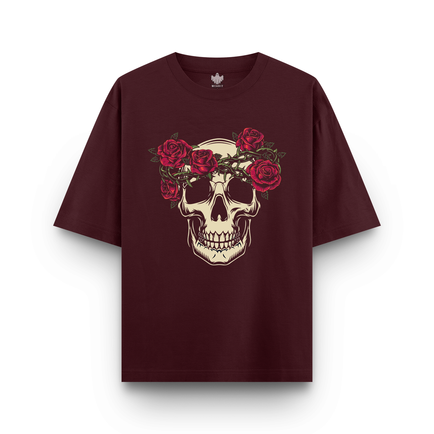 Rose Skull - Oversized T - Shirt